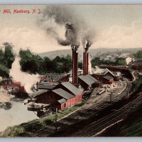 Postcard  Posted 1909 New Jersey  The Paper Mill Hamburg N. J. #951 - Picture 1 of 2